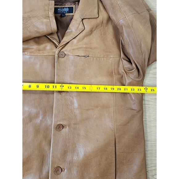 Vintage Wilsons Pelle Studio Classics Leather Jacket Womens L Coat Tan Buttons - Picture 7 of 15
